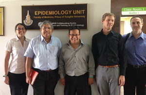 Professor Meza (center) with colleagues at the Prince Songkla University
