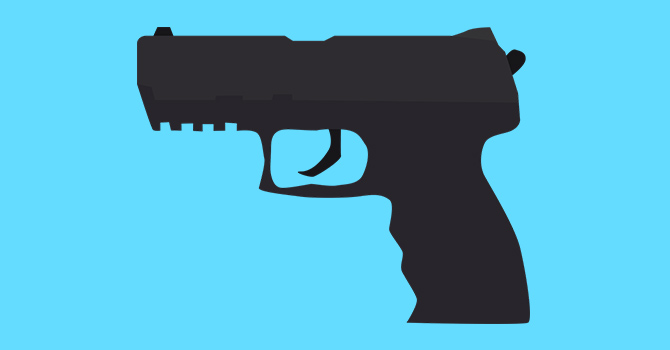 illustration of a gun on a field of blue