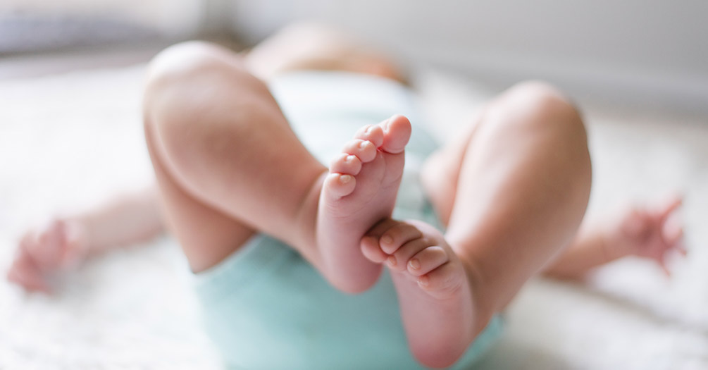 A closeup of baby feet.