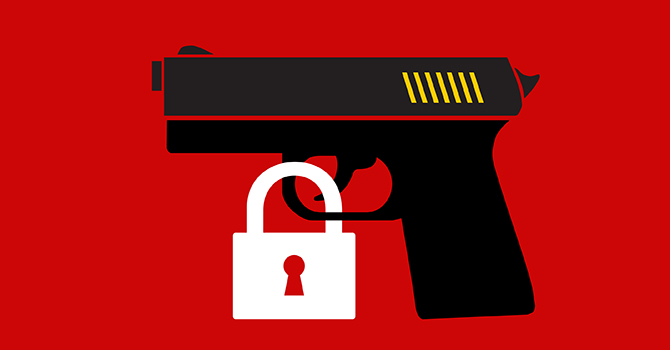 Graphic of a firearm and lock