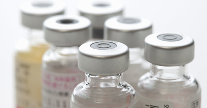 Bottles of liquid vaccine 